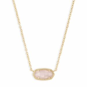 Elisa Gold Pendant Necklace in Rose Quartz